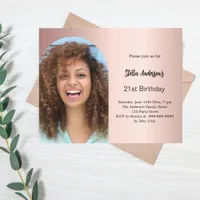 Rose gold photo arch birthday invitation