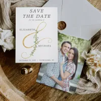 Modern Ampersand Simple Greenery Wedding Photo Save The Date