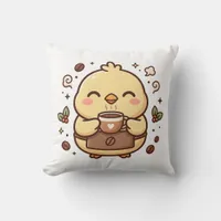 Cute Chick Coffee Throw Pillow