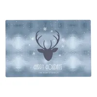 Deer Antlers Silhouette & Snowflakes Blue ID861 Placemat