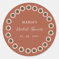 Mexican Boho Barro Bridal Shower Classic Round Sticker