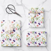 Spring Summer Yellow Pink Purple Flower Watercolor Wrapping Paper Sheets