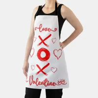 Valentine's XOXO with Hearts in Red | Apron