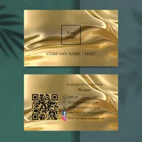 Gold qr code logo social media premium business card