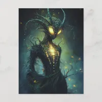 Alien Woman Glowing Eyes Postcard