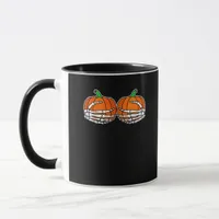 Skeleton Hand On Chest Pumpkin Halloween Women Mug