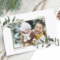 Watercolor Winter Greenery Holiday Christmas Photo