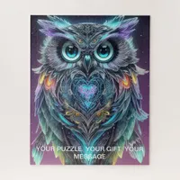 Mystical Blue Owl of Light Jigsaw Puzzle