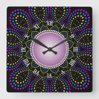 Groovy Time Colorful Backlight Swirl  Square Wall Clock