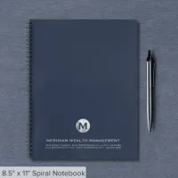 Professional Blue and Silver Business Monogram Notebook