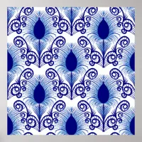 Boho Peacock Feather Jewel Tone-Blue Poster