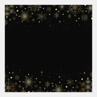 Elegant Gold Metallic Filigree Snowflakes on Black