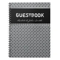 Batika Black White pattern Guestbook Notebook