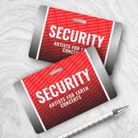 Corporate Crimson Red & Steel Security Badge
