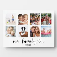 Family photo collage love heart script plaque