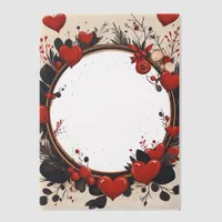 Round Frame of Red Hearts Vellum Invitations