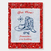 Western Paisley Denim Blue Jeans Birthday Welcome Foam Board