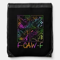 Raven F-Caw-F Colorful Neon Goth Bird Funny  Drawstring Bag
