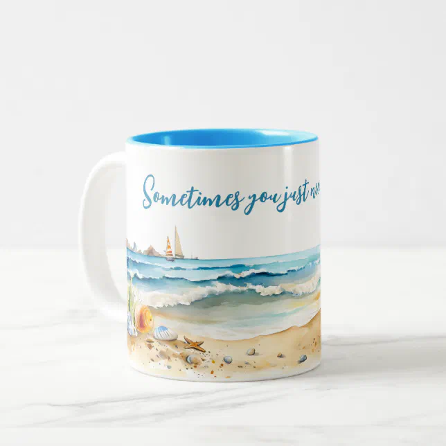 Sea Beach Watercolor | Travel | Coffee Two-Tone Coffee Mug