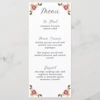 Elegant Pressed Wildflower Garden Wedding Menu