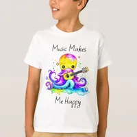 Music Makes Me Happy | Octopus Playing Guitar T-Shirt