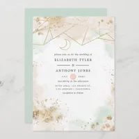 Pastel Green and Blush Geometric Wedding Invitation
