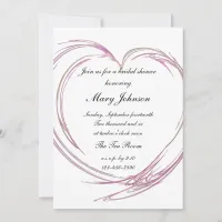 Pink Abstract Heart Bridal Shower Invitation