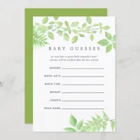 Watercolor Greenery Baby Shower Baby Guesses Invitation