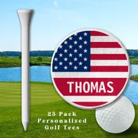 USA American Flag Personalized Patriotic Golf Tees