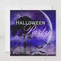 Halloween Full Moon & Bats Nightsky Invitation