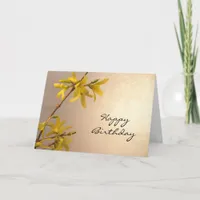Yellow Spring Forsythia Happy Birthday  Card