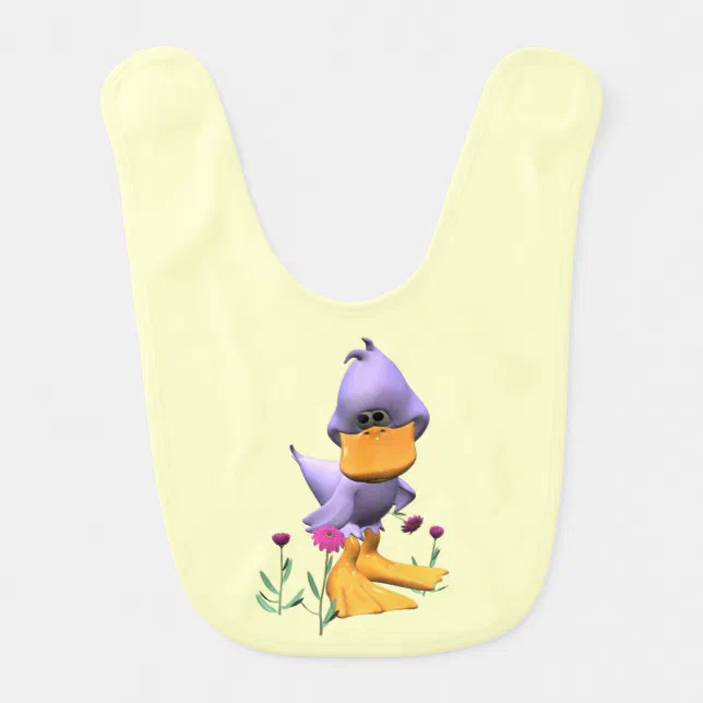 Cute and Shy Purple Duck Baby Bib