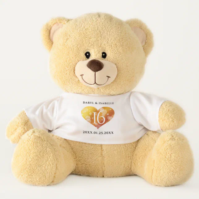 Elegant 16th Golden Topaz Wedding Anniversary Teddy Bear