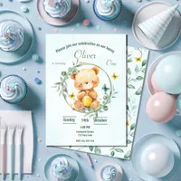 Honey Bear Foliage Soft Mint Green Watercolor Invitations And Party Supplies
