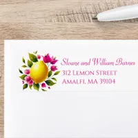 Lemon Citrus Pink Floral Summer Return Address Label