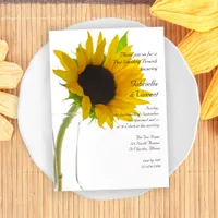 Yellow Sunflower on White Post Wedding Brunch Invitation