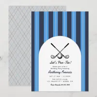 Navy, Sky Blue, & Light Grey Golf Birthday Party Invitation