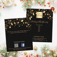 Christmas black gold stars business QR Facebook Flyer