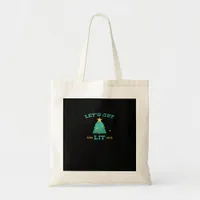Let's Get Lit Funny Drunk Drinking Christmas Tree  Tote Bag