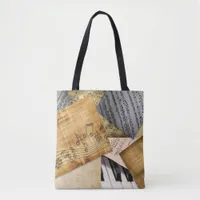 Vintage Piano Keys Musical Notes  antique sheet Tote Bag