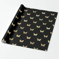 Any color and Gold Butterfly Overlay Wrapping Paper