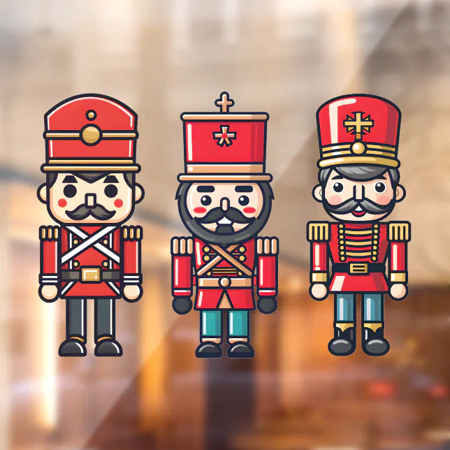 Christmas Nutcracker Soldiers Xmas Window Cling