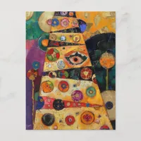 Klimt Inspired Abstract Christmas Tree Postcard