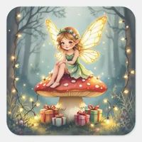 Whimsical Fairytale Christmas  Square Sticker