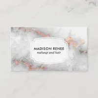 Rose Gold Gray Marble Trendy Makeup Artist Business Card