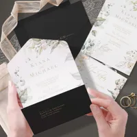 Pearl Blush Floral Elegance Wedding ID989 All In One Invitation