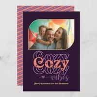 Plum Pop Cozy Vibes Only Christmas Photo Holiday Card