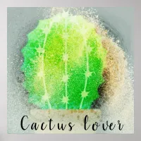 Watercolor Green Cactus Lover Poster