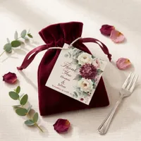 Watercolor Burgundy Hydrangea Peony Fall Wedding Favor Tags