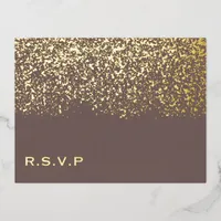 Brown and Gold Foil Wedding RSVP Foil Holiday Postcard